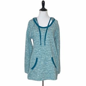 Andrew Marc Turquoise Space Dye Sweater Performance Hoodie Size Small